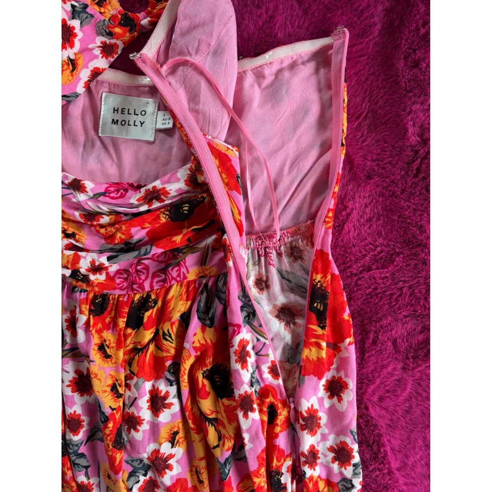 Hello Molly Speak to my Heart Midi Maxi Dress Pink Floral Strapless Cutout Tier - Picture 10 of 11